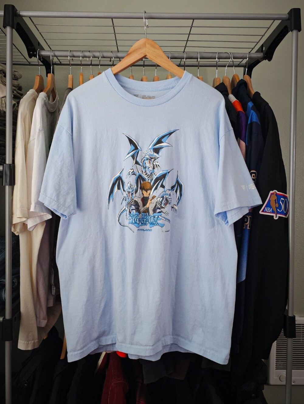 Hypland x Yu-Gi-Oh Kaiba Blue Eyes Blue T-Shirt Size XL